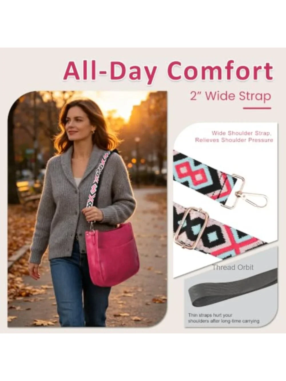 Wide Guitar Strap Multi-Pocket Hobo Crossbody Bag Faux Leather